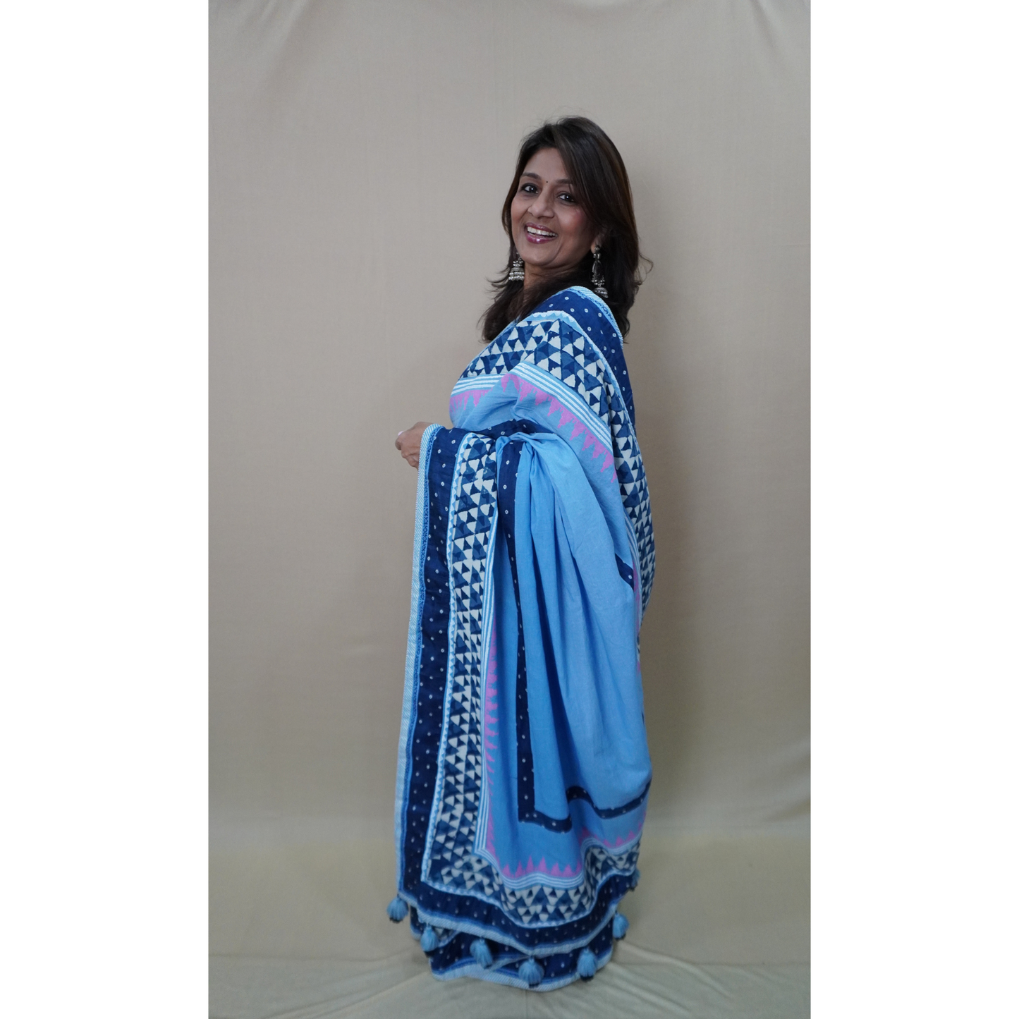 MUL BLOCKPRINTED SAREE