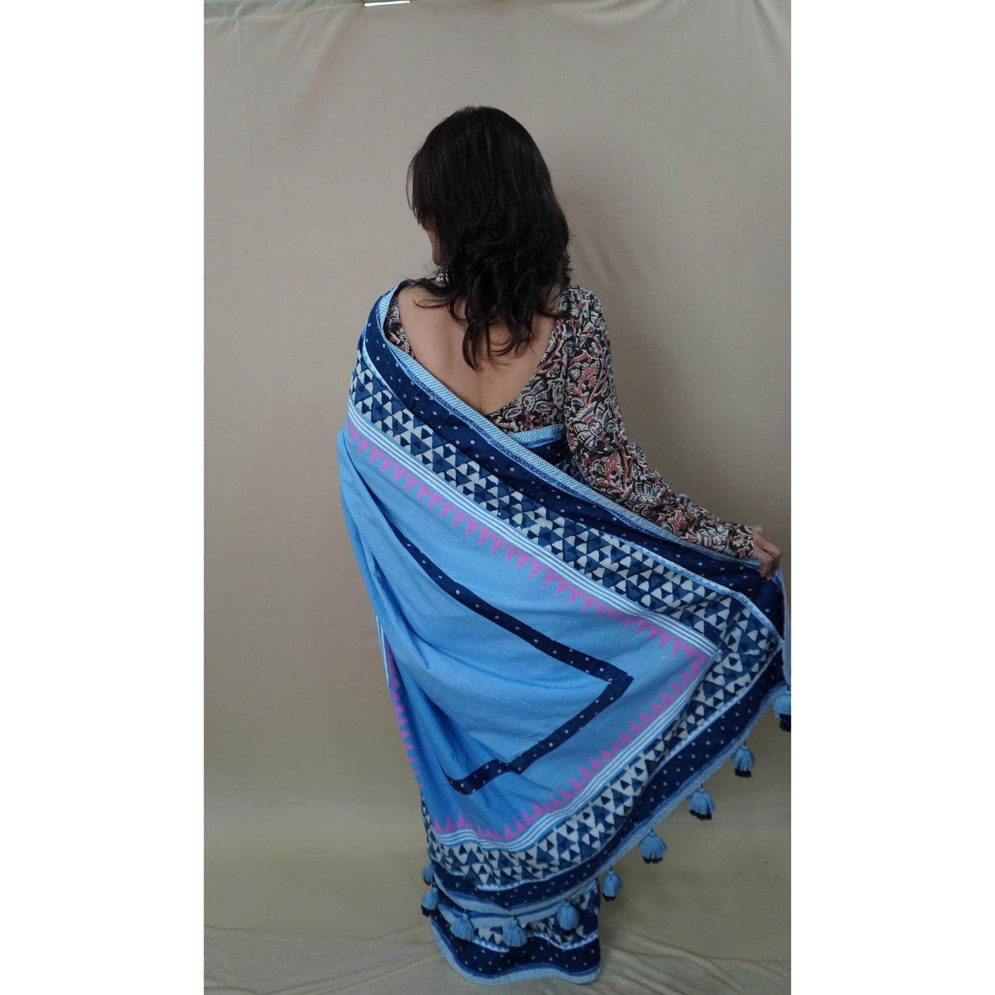 MUL BLOCKPRINTED SAREE