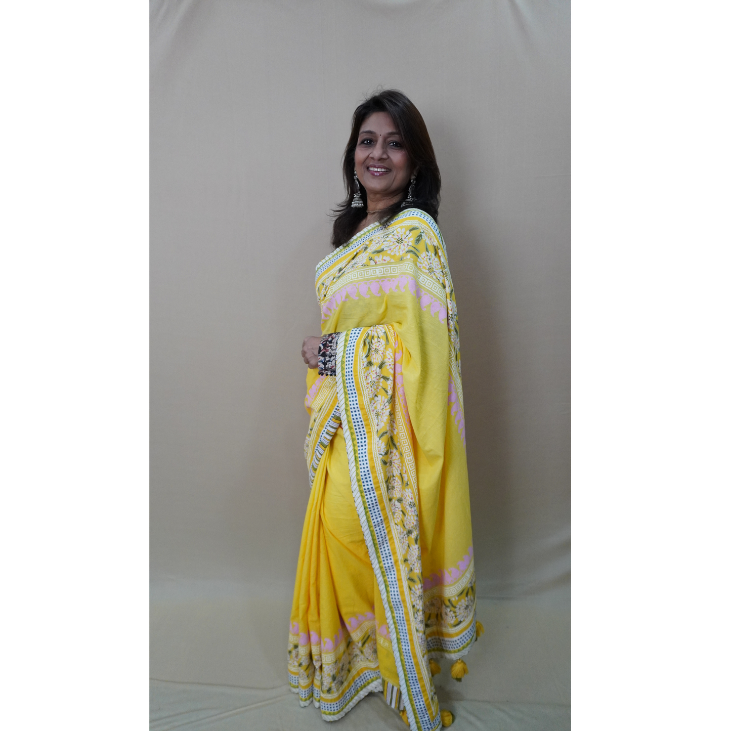 MUL BLOCKPRINTED SAREE