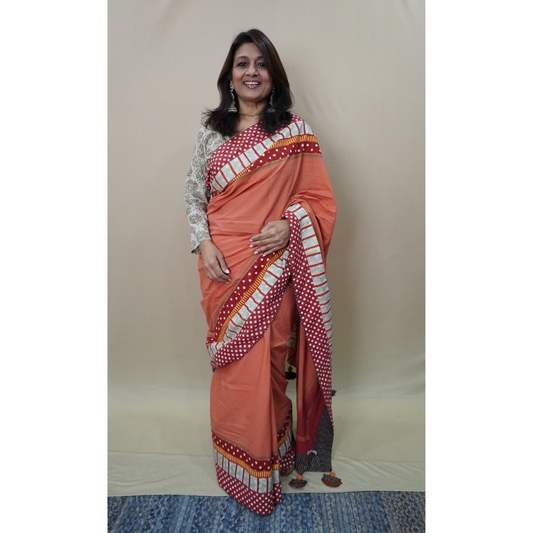 MUL BLOCKPRINTED SAREE