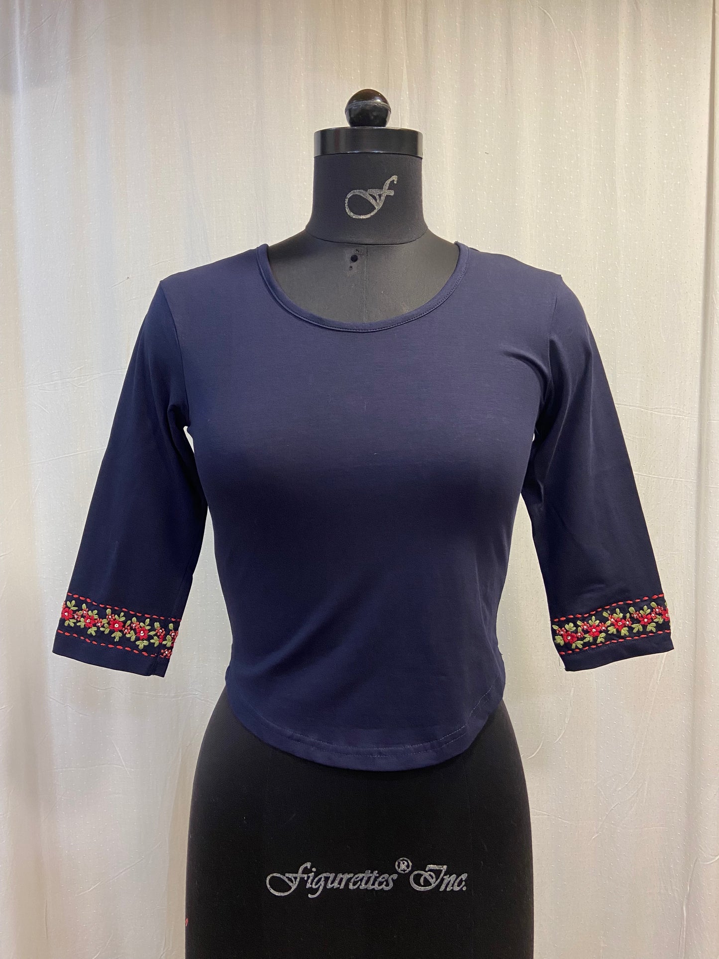 PHOOLWARI T-SHIRT BLOUSE - NAVY BLUE