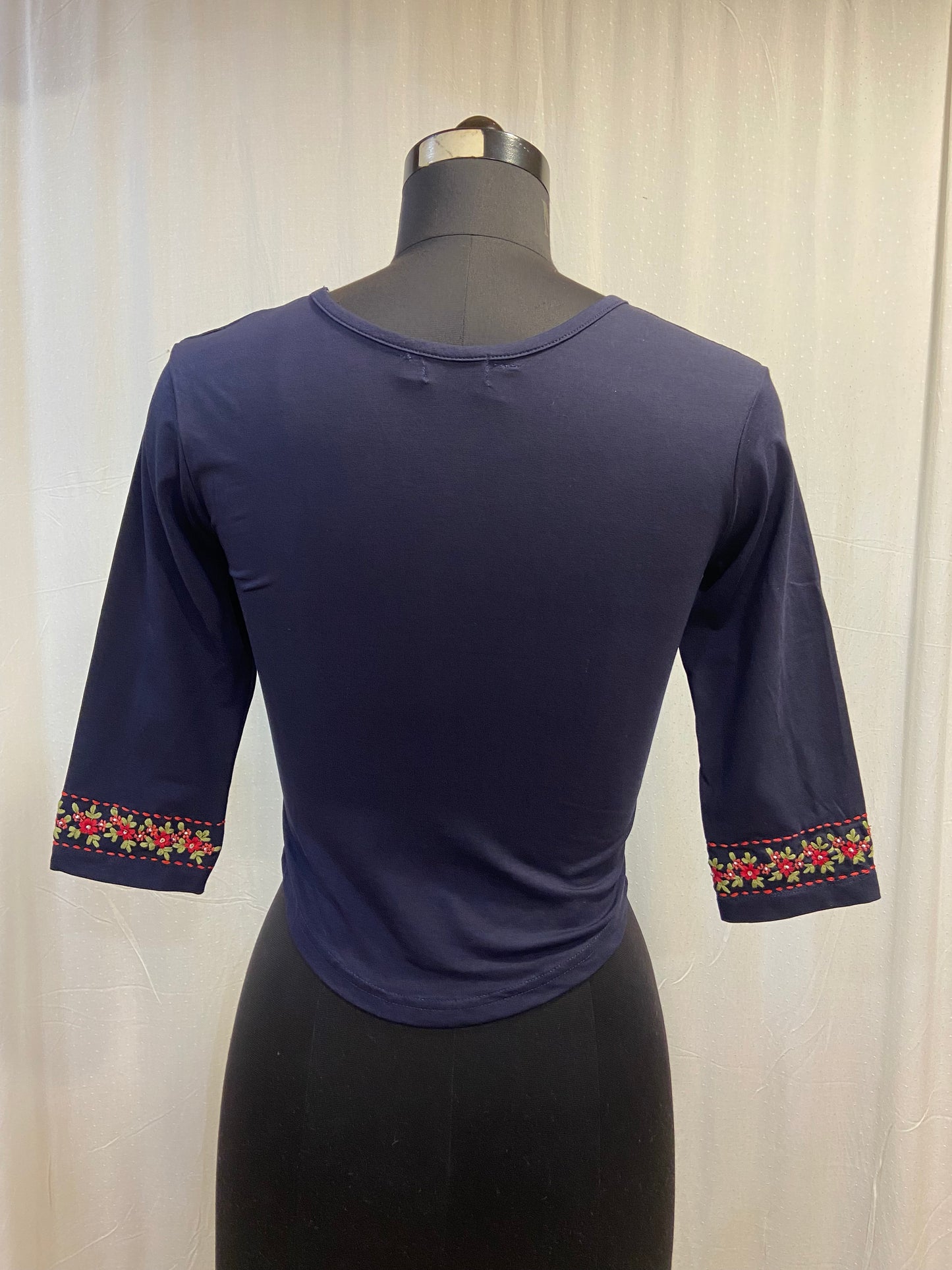 PHOOLWARI T-SHIRT BLOUSE - NAVY BLUE