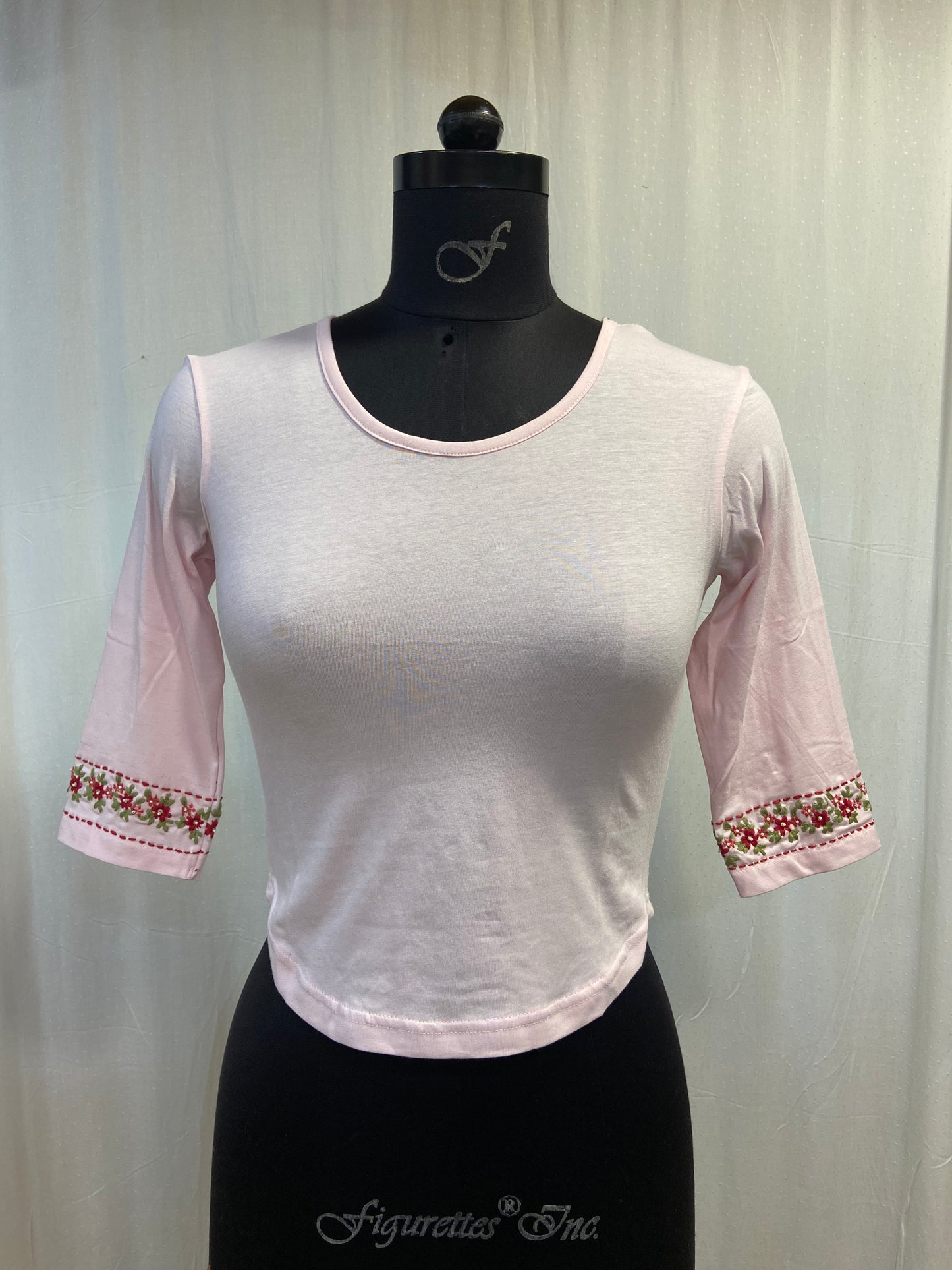 PHOOLWARI T-SHIRT BLOUSE - BABY PINK