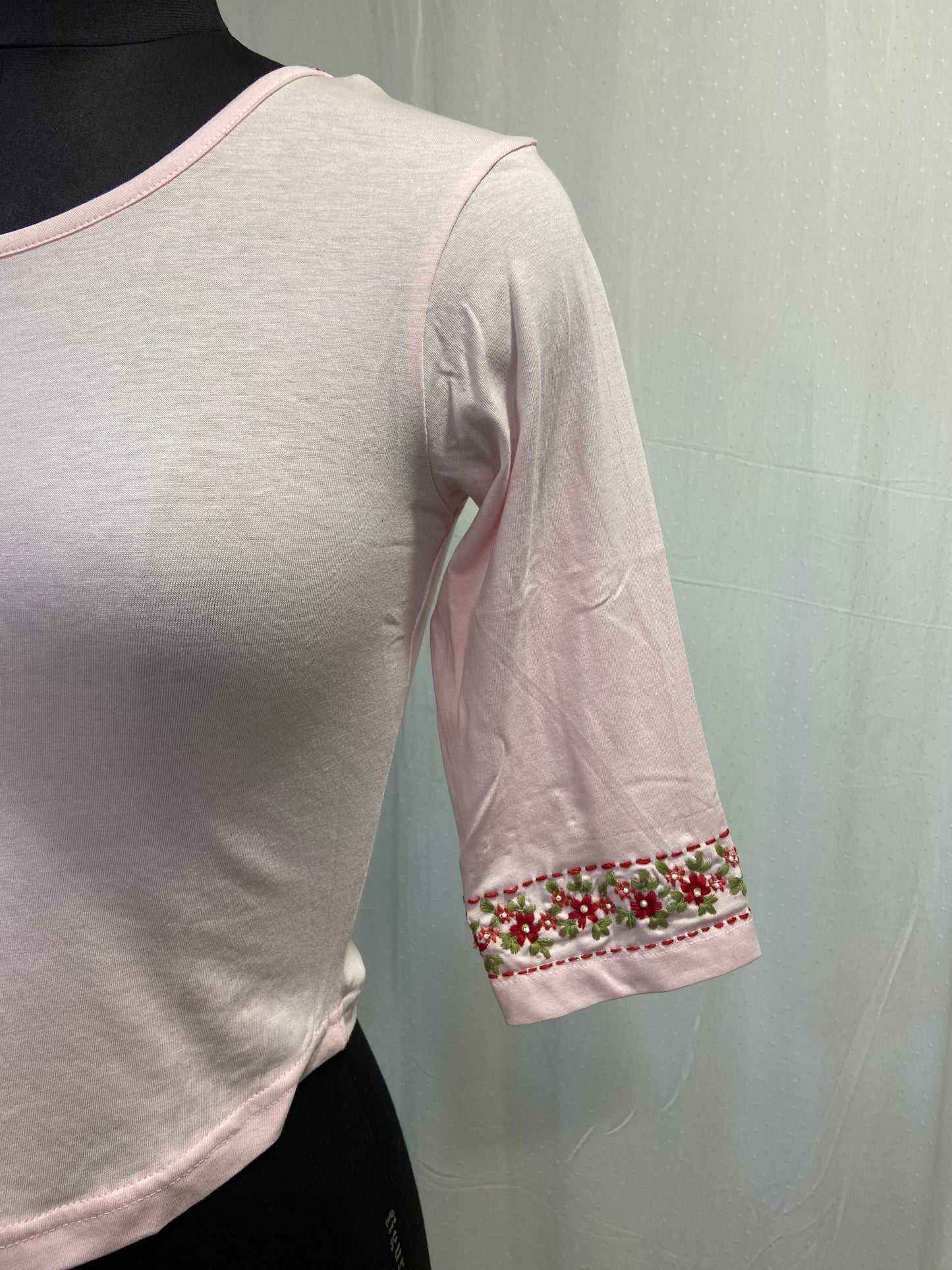 PHOOLWARI T-SHIRT BLOUSE - BABY PINK