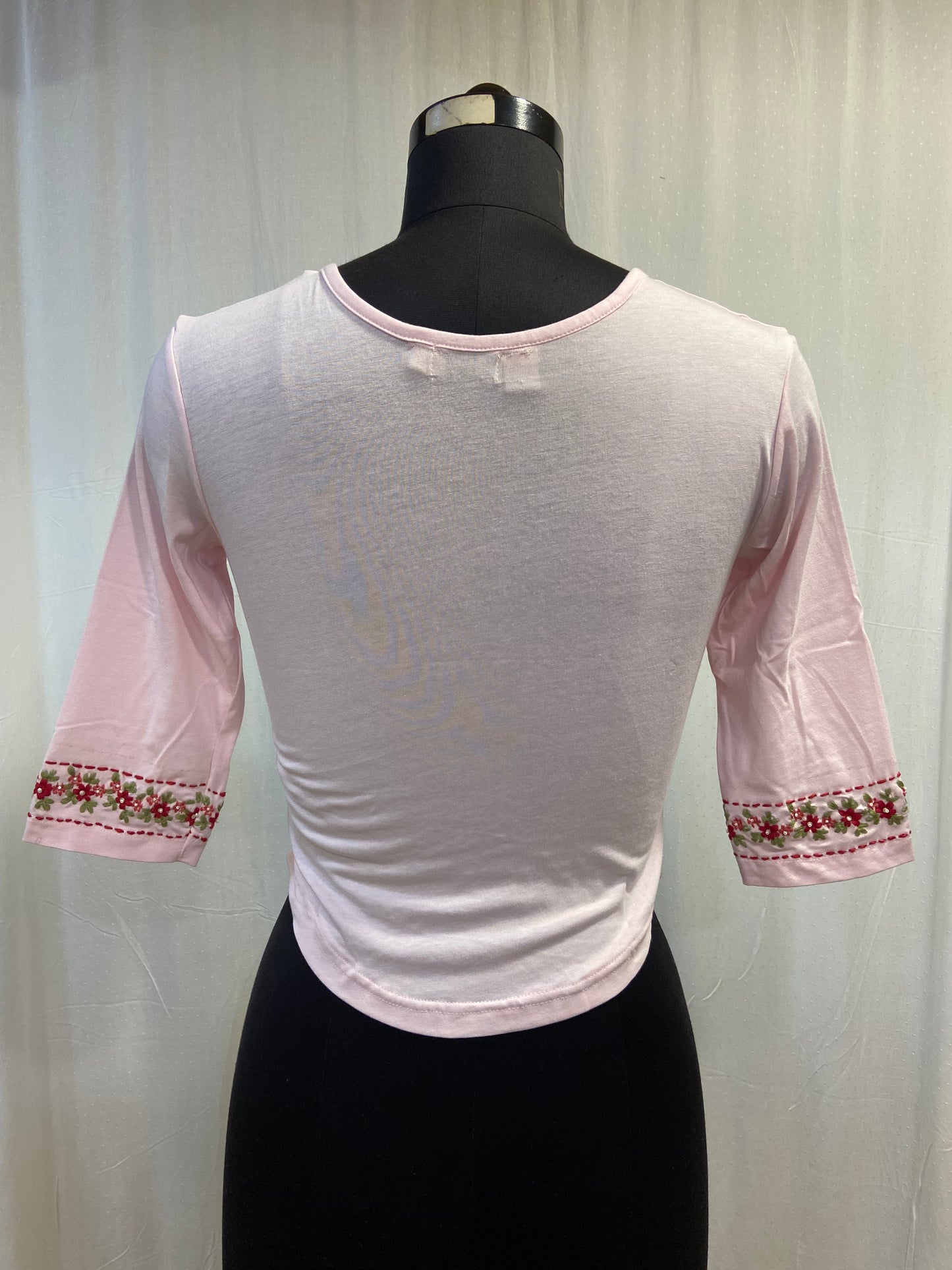 PHOOLWARI T-SHIRT BLOUSE - BABY PINK