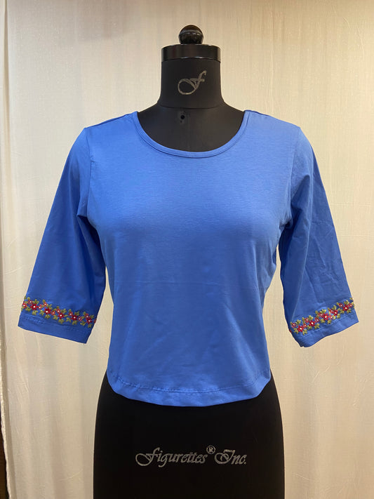 PHOOLWARI T-SHIRT BLOUSE - BLUE