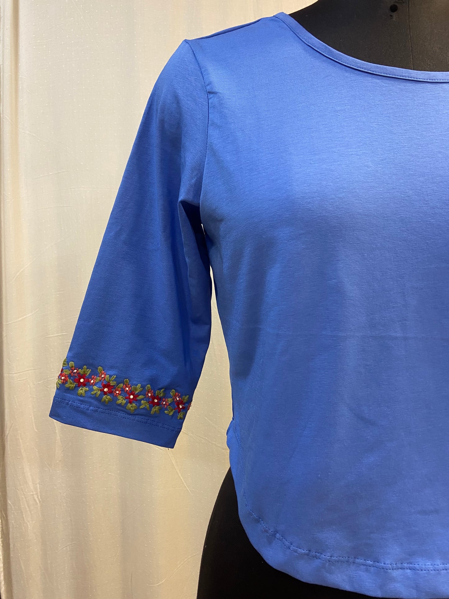 PHOOLWARI T-SHIRT BLOUSE - BLUE