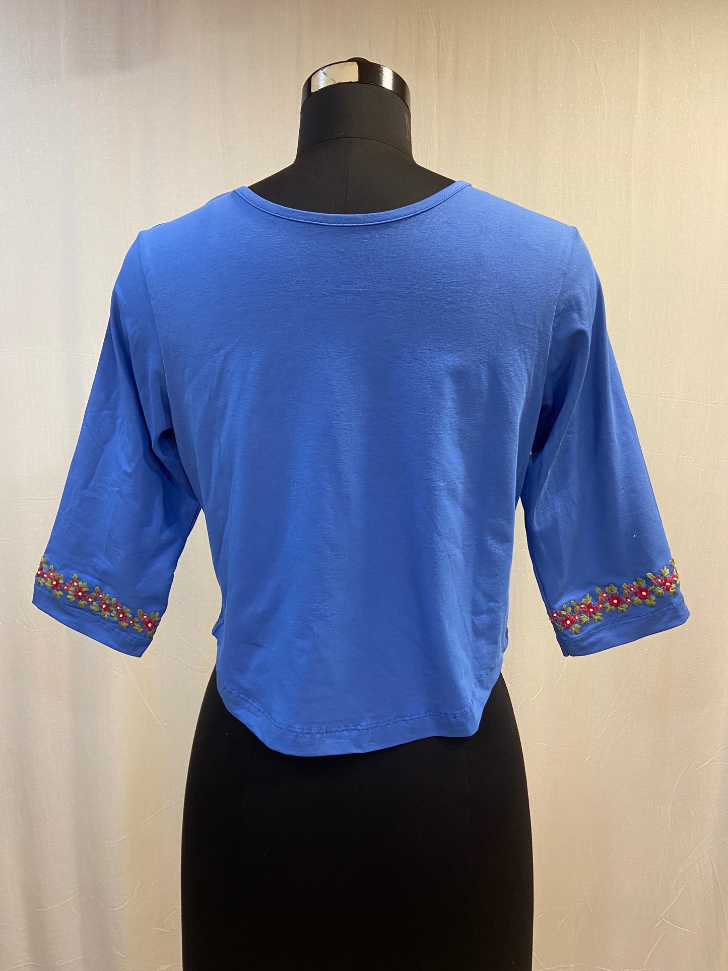 PHOOLWARI T-SHIRT BLOUSE - BLUE