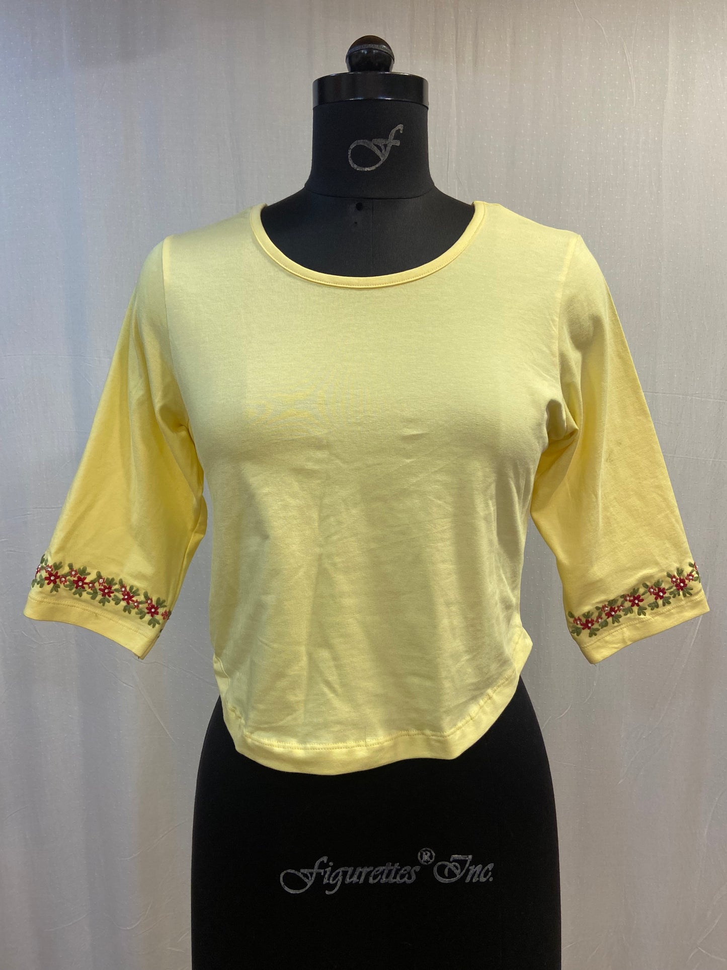 PHOOLWARI T-SHIRT BLOUSE - LEMON YELLOW