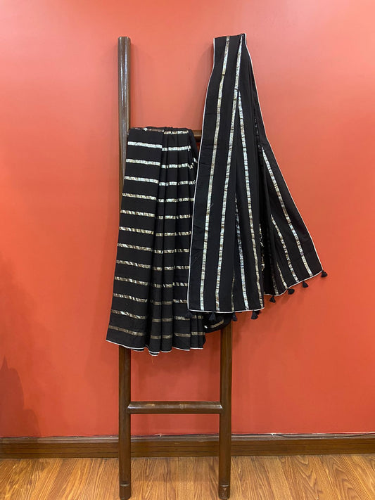 COTTON SAREE -BLACK