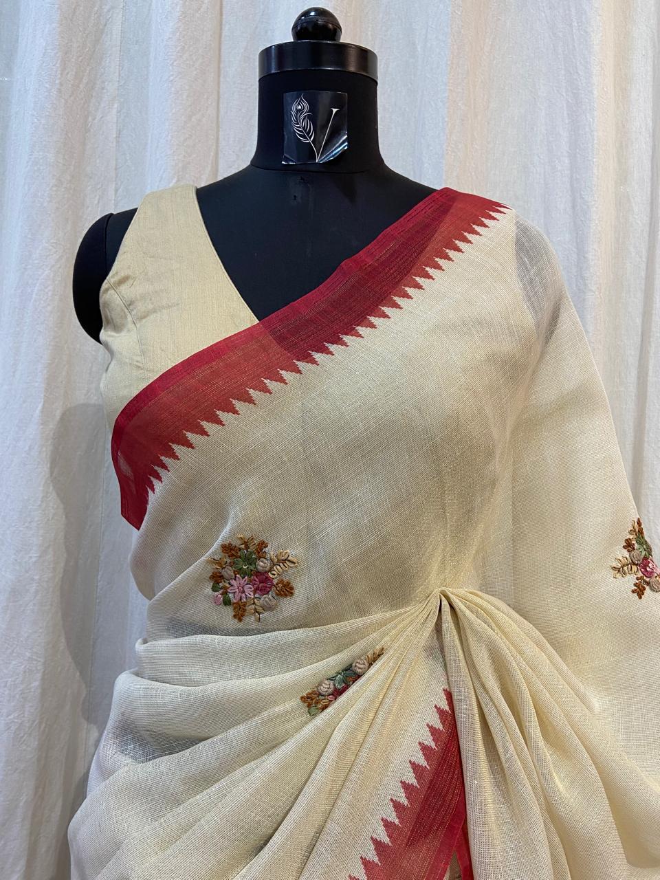 LINEN KATHA SAREE