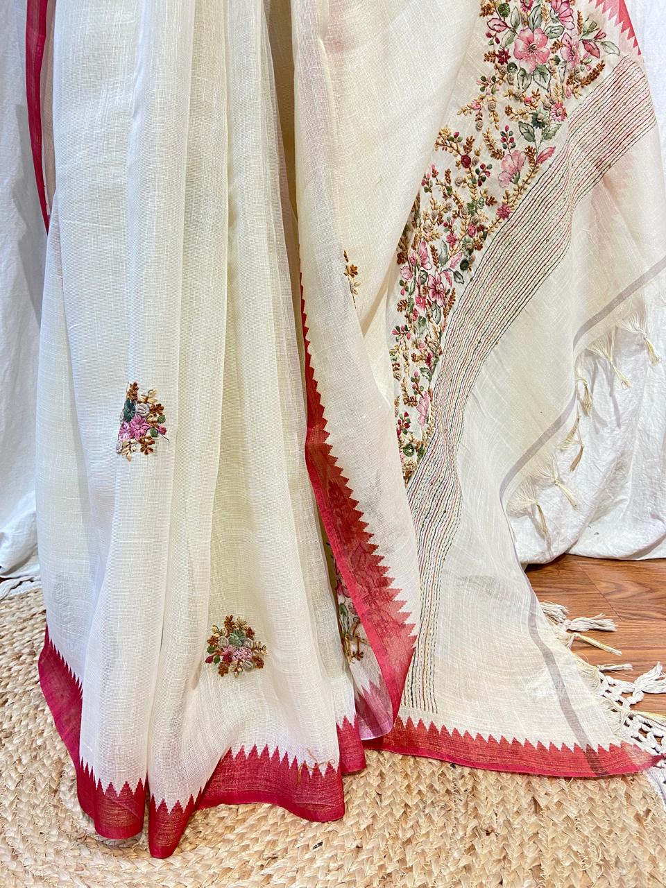 LINEN KATHA SAREE