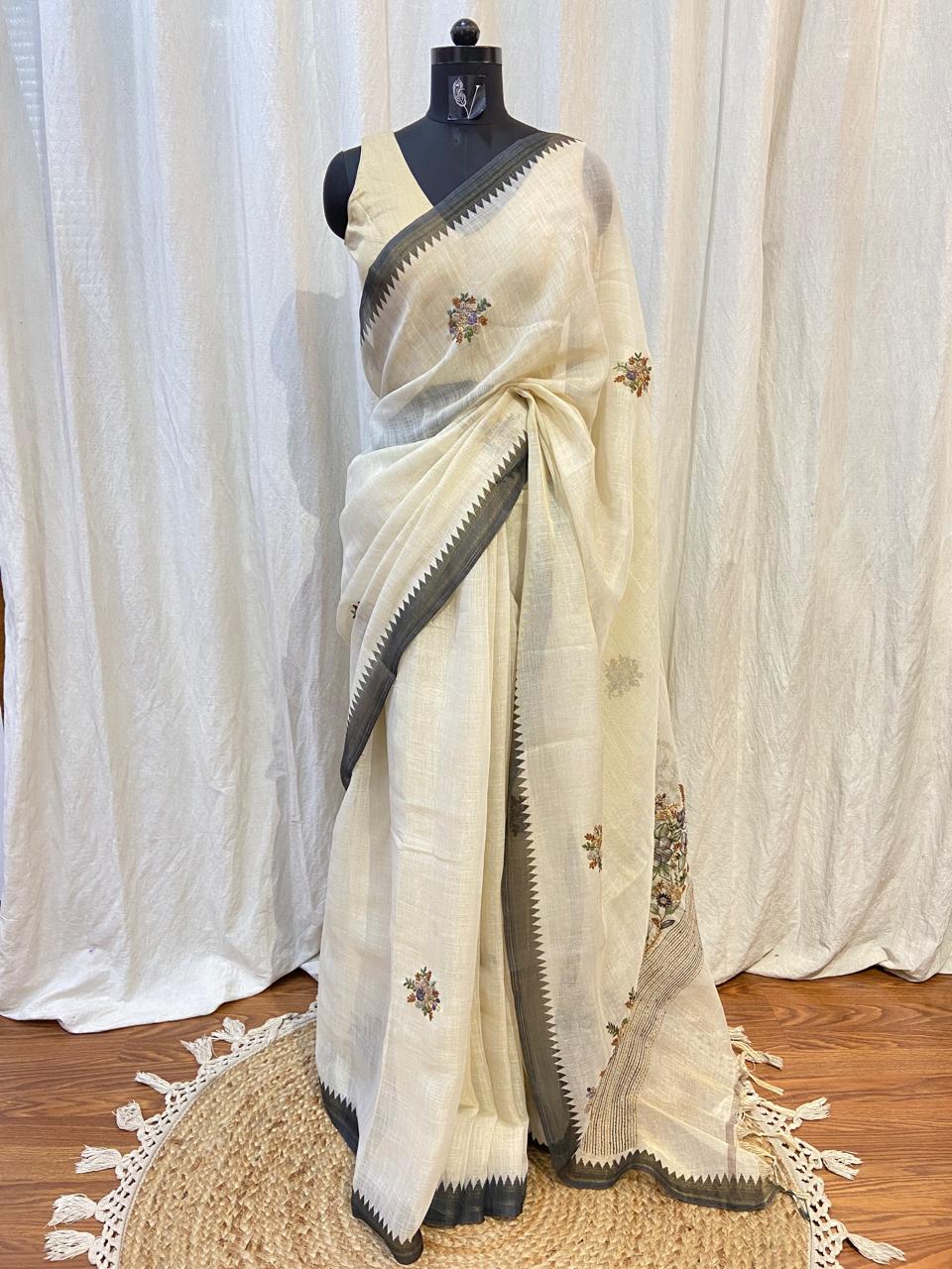 LINEN KATHA SAREE