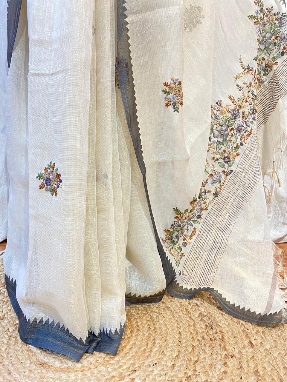 LINEN KATHA SAREE