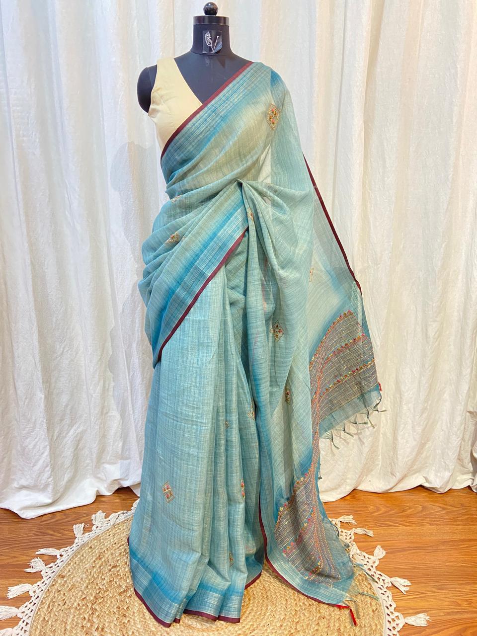 LINEN KATHA SAREE