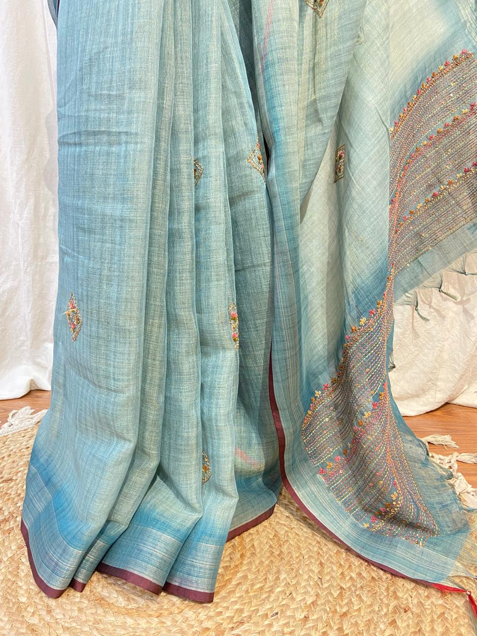 LINEN KATHA SAREE