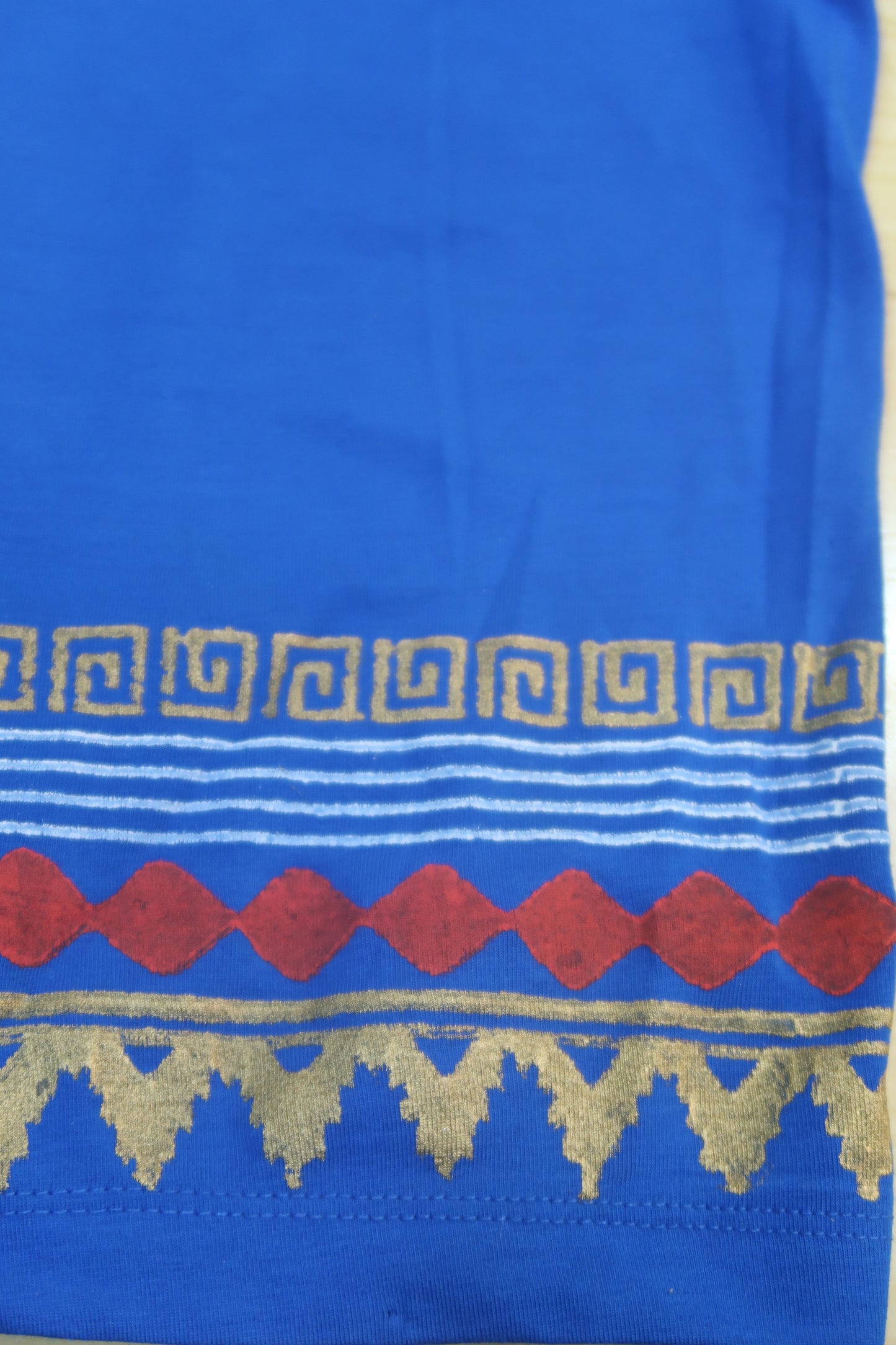 BLOCK PRINTED T-SHIRT - ROYAL BLUE