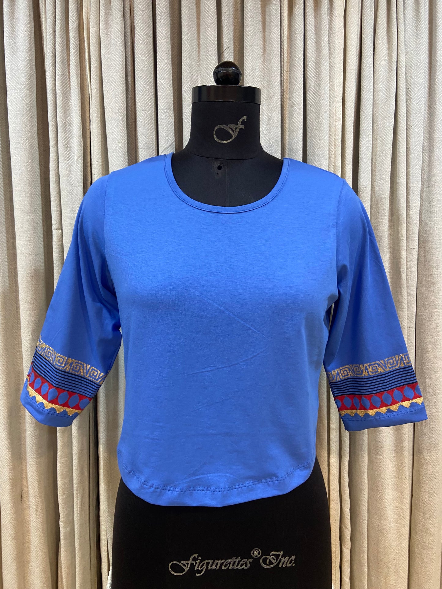 BLOCK PRINTED TSHIRT - BLUE