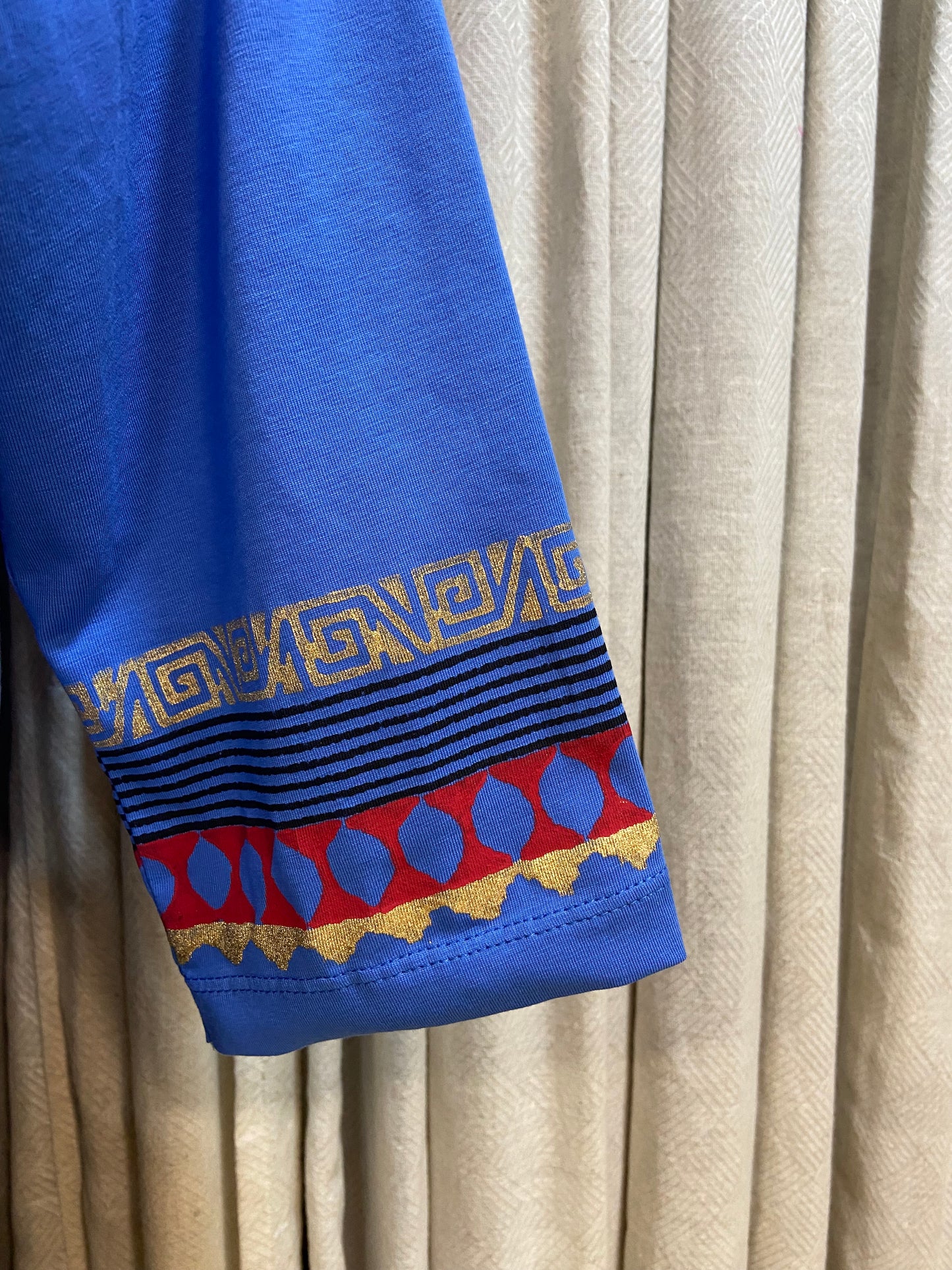 BLOCK PRINTED TSHIRT - BLUE