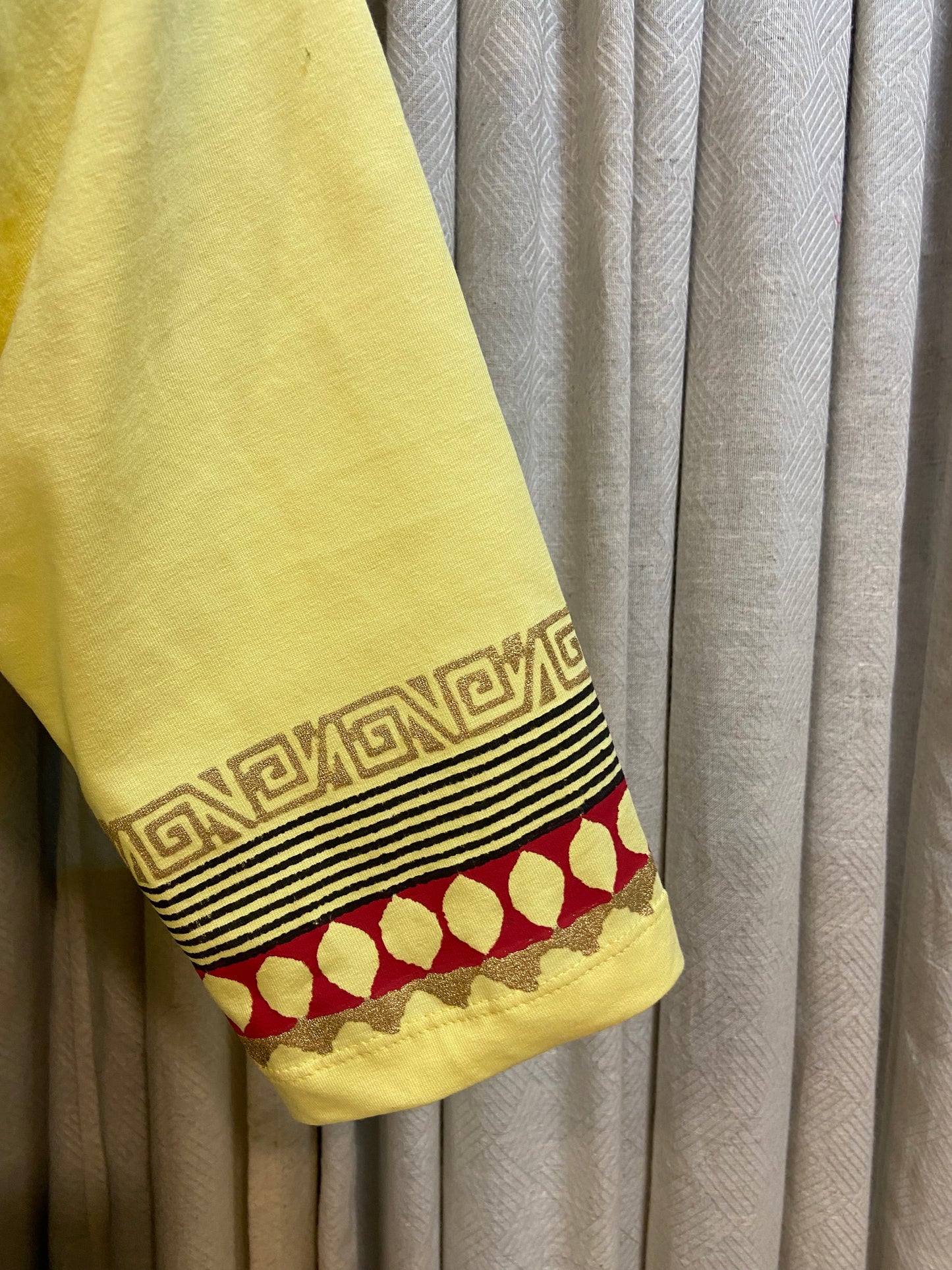 BLOCK PRINTED TSHIRT - LEMON YELLOW