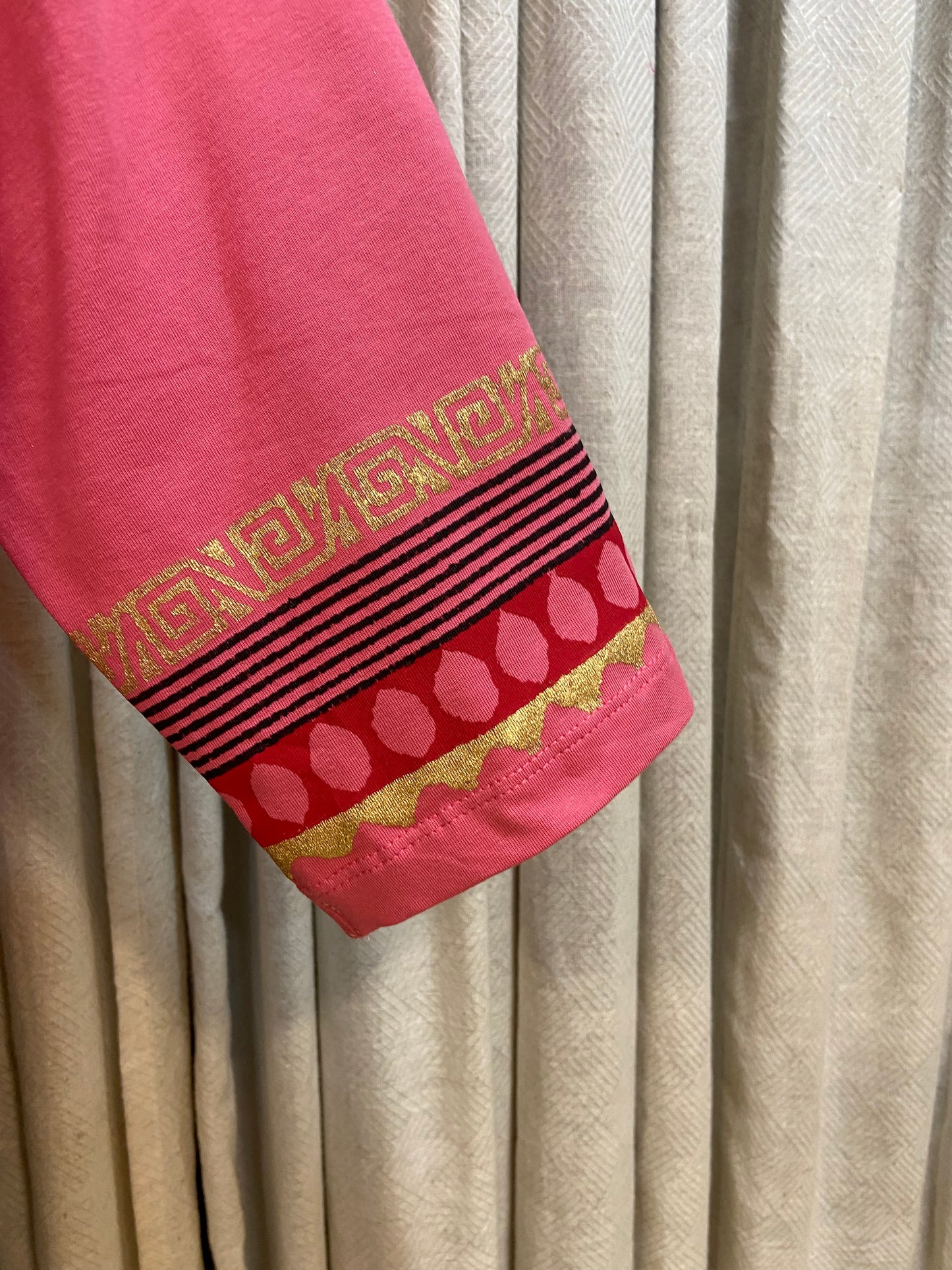 BLOCK PRINTED TSHIRT - STRAWBERRY PINK