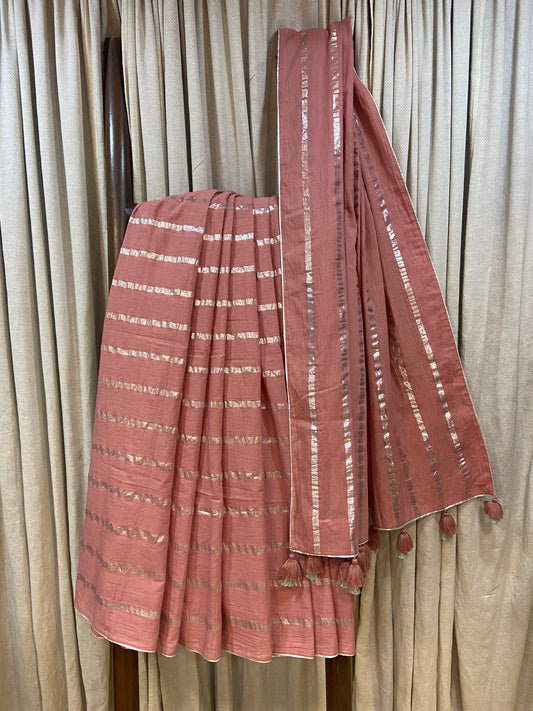 COTTON SAREE - DUSTY PINK