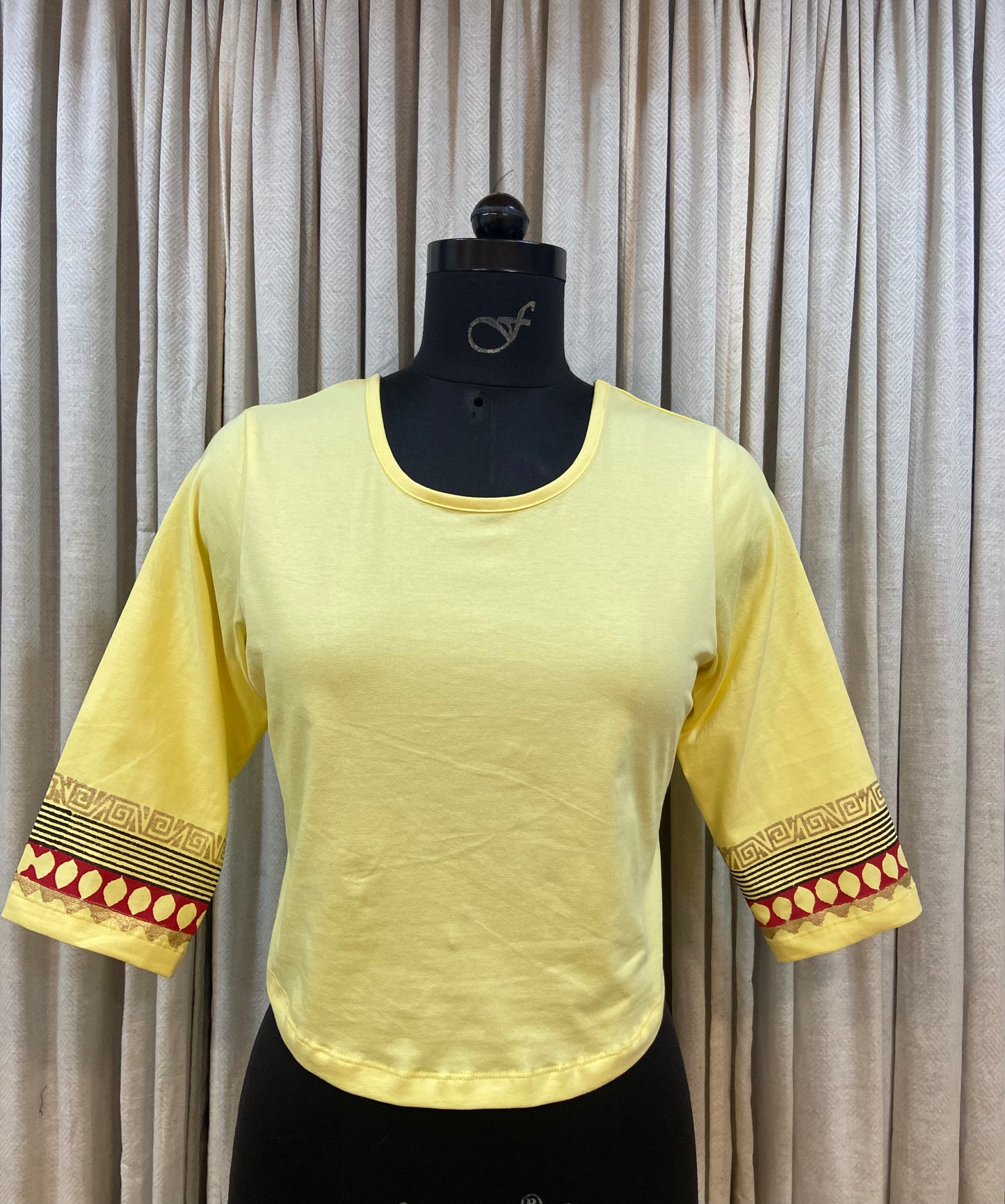 BLOCK PRINTED TSHIRT - LEMON YELLOW